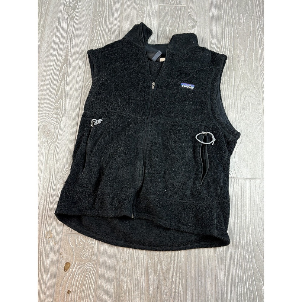 Patagonia Mens Large Fleece Zip Up Black Vest Regulator R Polartec Outdoor